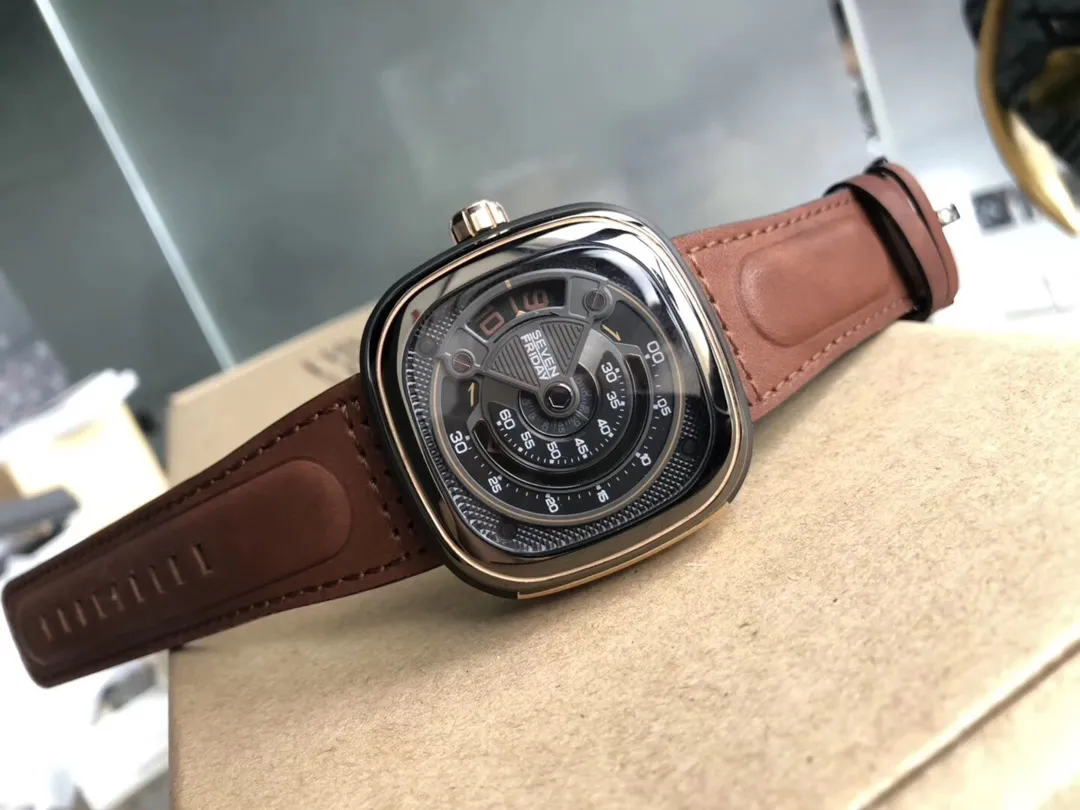 【Authentic Tmall】💰1640! Sevenfriday M2B/01-A727 imported 8215 mechanical movement, tempered blue light glass, imported calf belt, high-grade 316 stainless steel case (47mmx47mm), pay attention to the workmanship details (the whole series supports NFC sensing function) and comes with counter packaging
